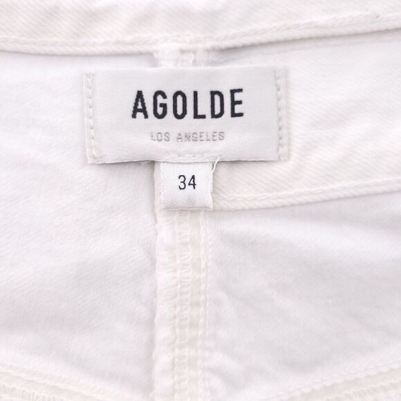 Agolde Broken Waistband Short Solid White Cotton Denim A9105-1183 - Picture 9 of 10